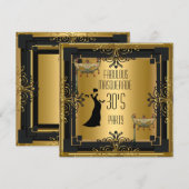 ART DECO Gatsby Fabulous Masquerade 30 Partij Kaart (Voorkant / Achterkant)