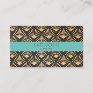 Art Deco Gatsby Fan Geometrische Patroon Visitekaartje