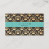Art Deco Gatsby Fan Geometrische Patroon Visitekaartje (Voorkant)