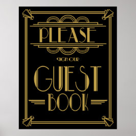 Art Deco Gatsby "Gelieve ons gastenboek te tekenen Poster