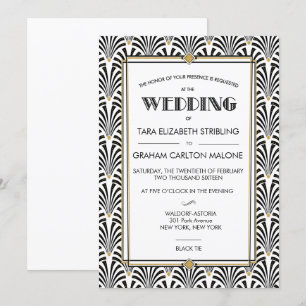 Art Deco Gatsby geometrische trouwuitnodiging Kaart