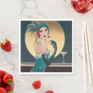 Art Deco Gatsby Girl met een Cocktail Paper Servet