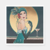 Art Deco Gatsby Girl met een Cocktail Paper Servet (Voorkant)