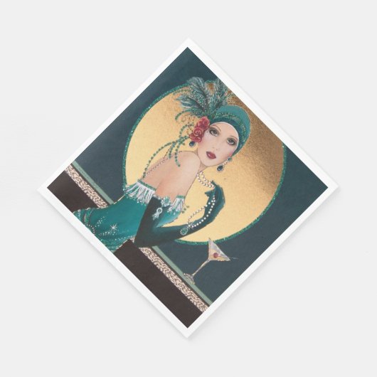 Art Deco Gatsby Girl met een Cocktail Paper Servet (Hoek)