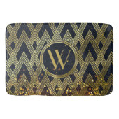 Art Deco Gatsby Glamor Geometric Pattern Monogram Badmat (Voorkant)