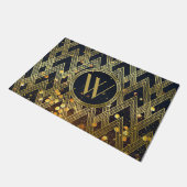 Art Deco Gatsby Glamor Geometric Pattern Monogram Deurmat (Schuin)