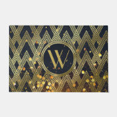 Art Deco Gatsby Glamor Geometric Pattern Monogram Deurmat (Voorkant)