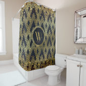 Art Deco Gatsby Glamor Geometric Pattern Monogram Douchegordijn (In situ)