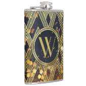 Art Deco Gatsby Glamor Geometric Pattern Monogram Heupfles (Rechts)
