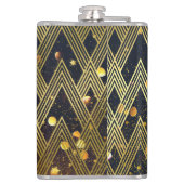 Art Deco Gatsby Glamor Geometric Pattern Monogram Heupfles (Achterkant)