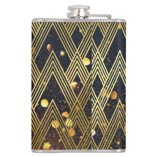 Art Deco Gatsby Glamor Geometric Pattern Monogram Heupfles (Achterkant)