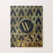 Art Deco Gatsby Glamor Geometric Pattern Monogram Legpuzzel (Verticaal)