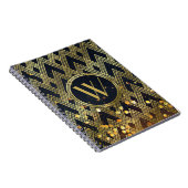 Art Deco Gatsby Glamor Geometric Pattern Monogram Notitieboek (Rechterzijde)