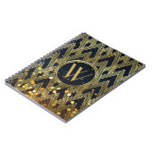 Art Deco Gatsby Glamor Geometric Pattern Monogram Notitieboek (Linkerzijde)