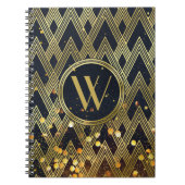 Art Deco Gatsby Glamor Geometric Pattern Monogram Notitieboek (Voorkant)
