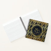 Art Deco Gatsby Glamor Geometric Pattern Monogram Notitieboek (Binnen)