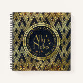 Art Deco Gatsby Glamor Geometric Pattern Monogram Notitieboek (Voorkant)