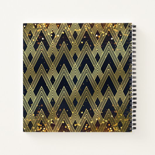 Art Deco Gatsby Glamor Geometric Pattern Monogram Notitieboek (Achterkant)