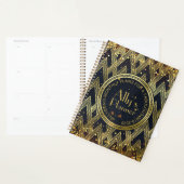 Art Deco Gatsby Glamor Geometric Pattern Monogram Planner (Display)