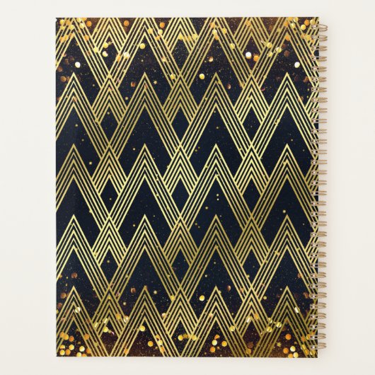 Art Deco Gatsby Glamor Geometric Pattern Monogram Planner (Achterkant)