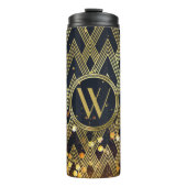 Art Deco Gatsby Glamor Geometric Pattern Monogram Thermosbeker (Voorkant)