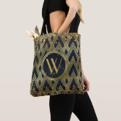 Art Deco Gatsby Glamor Geometric Pattern Monogram Tote Bag (Dichtbij)