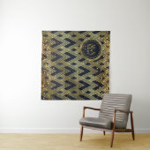 Art Deco Gatsby Glamor Geometric Pattern Monogram Wandkleed (In Situ (horizontaal))