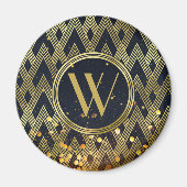 Art Deco Gatsby Glamour Geometrisch Patroon Monogr Magneet (Voorkant)