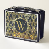 Art Deco Gatsby Glitter Geometric Pattern Monogram (Achterkant)