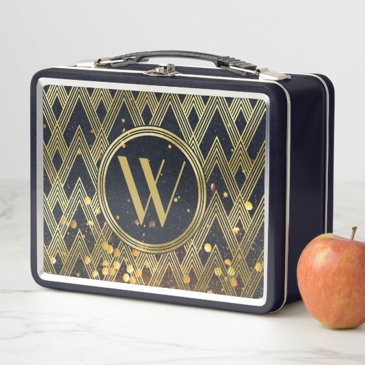 Art Deco Gatsby Glitter Geometric Pattern Monogram (In situ)