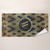 Art Deco Gatsby Glitter Geometric Pattern Monogram Badhanddoek (Badhanddoek)