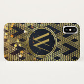 Art Deco Gatsby Glitter Geometric Pattern Monogram Case-Mate iPhone Case (Achterkant (horizontaal))