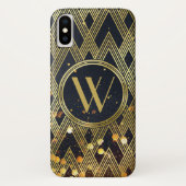 Art Deco Gatsby Glitter Geometric Pattern Monogram Case-Mate iPhone Case (Achterkant)