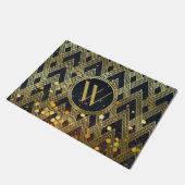 Art Deco Gatsby Glitter Geometric Pattern Monogram Deurmat (Schuin)