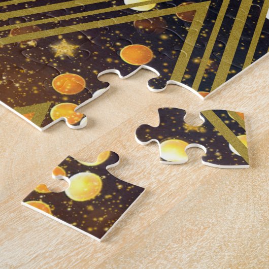 Art Deco Gatsby Glitter Geometric Pattern Monogram Legpuzzel (Zijkant)