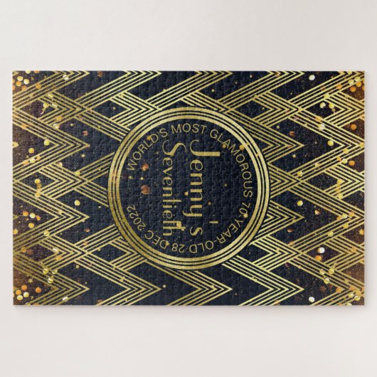 Art Deco Gatsby Glitter Geometric Pattern Monogram Legpuzzel (Horizontaal)