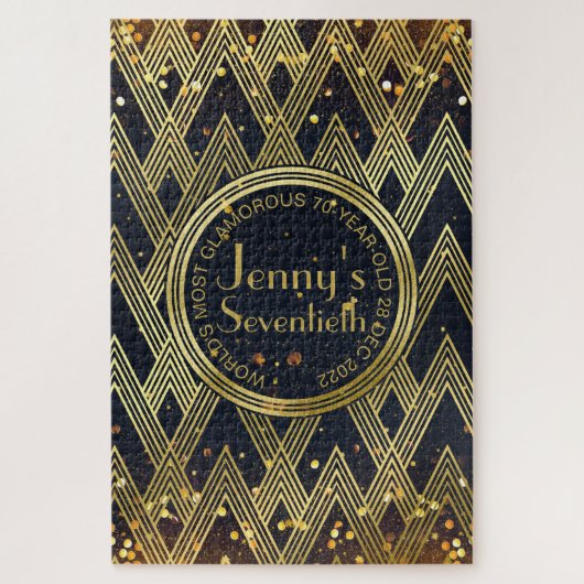 Art Deco Gatsby Glitter Geometric Pattern Monogram Legpuzzel (Verticaal)