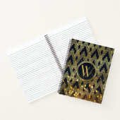 Art Deco Gatsby Glitter Geometric Pattern Monogram Notitieboek (Binnen)