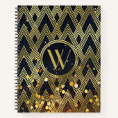 Art Deco Gatsby Glitter Geometric Pattern Monogram Notitieboek (Voorkant)