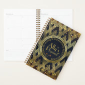 Art Deco Gatsby Glitter Geometric Pattern Monogram Planner (Display)