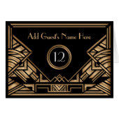 Art Deco Gatsby Golden Beige Wedding Escort Cards (Voorkant Horizontaal)