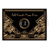 Art Deco Gatsby Golden Beige Wedding Place Cards (Voorkant Horizontaal)