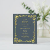 Art Deco Gatsby gray 50th wedding invitation (Staand voorkant)