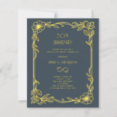 Art Deco Gatsby gray 50th wedding invitation (Voorkant)