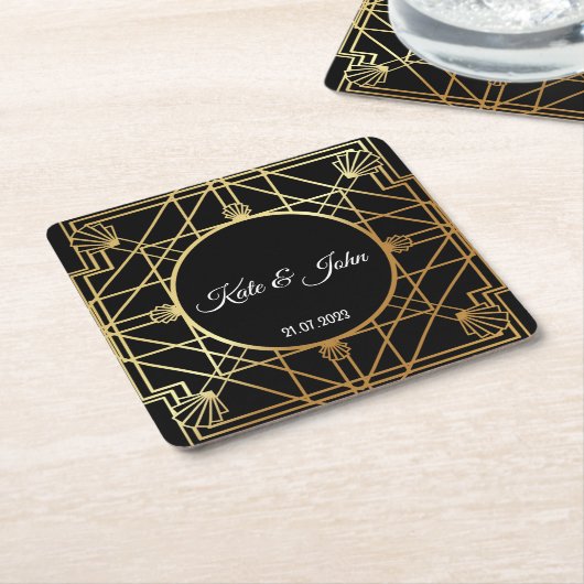 Art Deco Gatsby Inspired Coasters for Wedding Kartonnen Onderzetters (Schuin)