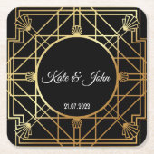 Art Deco Gatsby Inspired Coasters for Wedding Kartonnen Onderzetters (Voorkant)