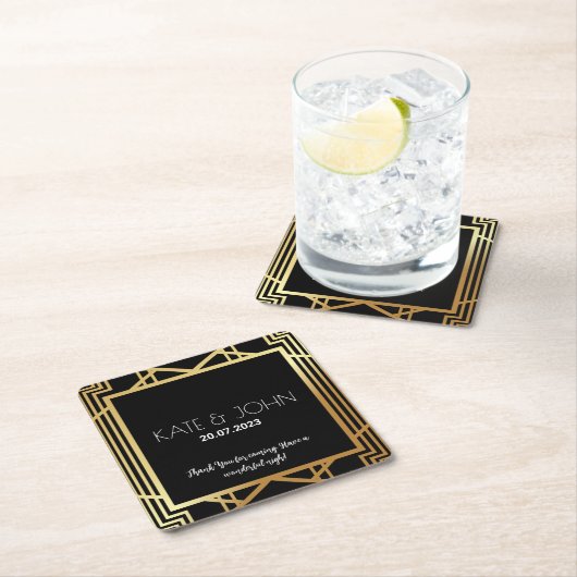 Art Deco Gatsby Inspired Coasters for Wedding Kartonnen Onderzetters (Insitu)