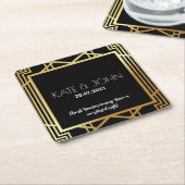 Art Deco Gatsby Inspired Coasters for Wedding Kartonnen Onderzetters (Schuin)