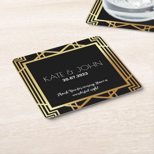 Art Deco Gatsby Inspired Coasters for Wedding Kartonnen Onderzetters (Schuin)