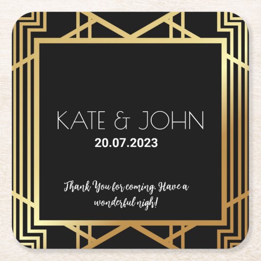 Art Deco Gatsby Inspired Coasters for Wedding Kartonnen Onderzetters (Voorkant)